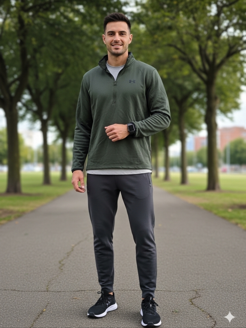 💥NWOT-Under Armour Dark Olive Quarter-Zip Pullover